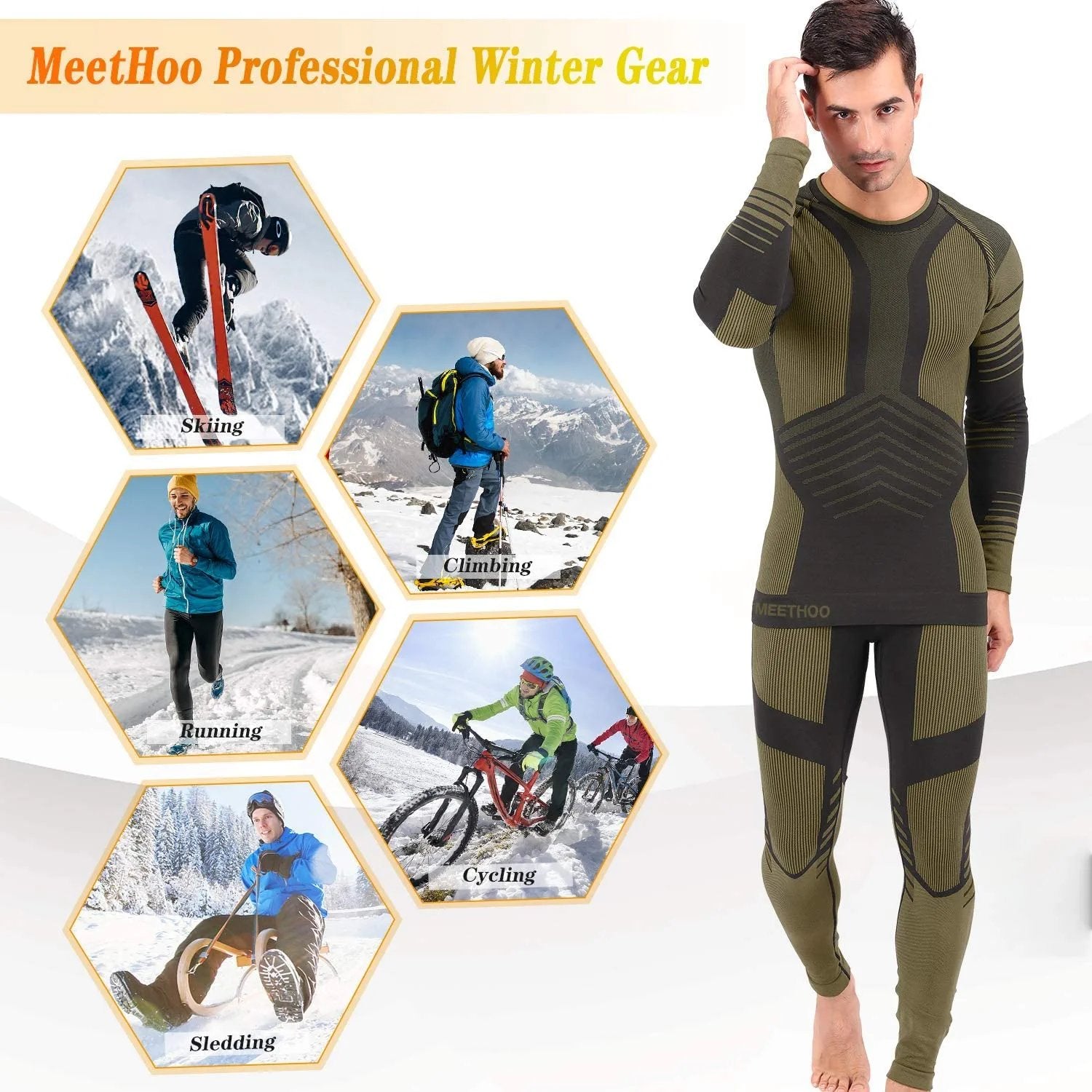 MEETWEE Thermal Underwear for Men, Fleece Lined Base Layer Set Cold Weather  Ski Gear Top & Long Johns for Skiing Motorcycle Blue at  Men's  Clothing store