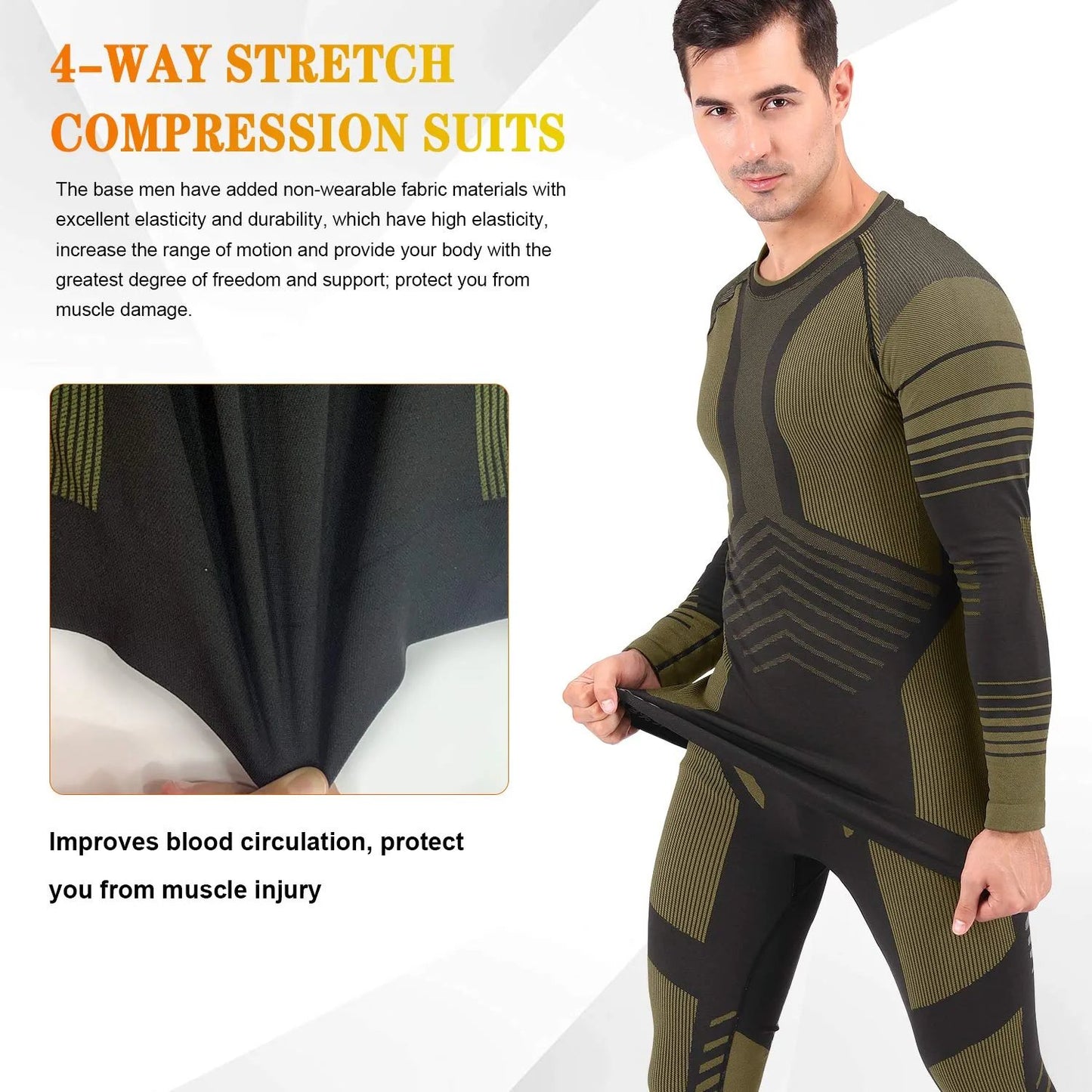 Men's Thermal Underwear Set Winter Gear Men Base Layer Long Johns Bottom