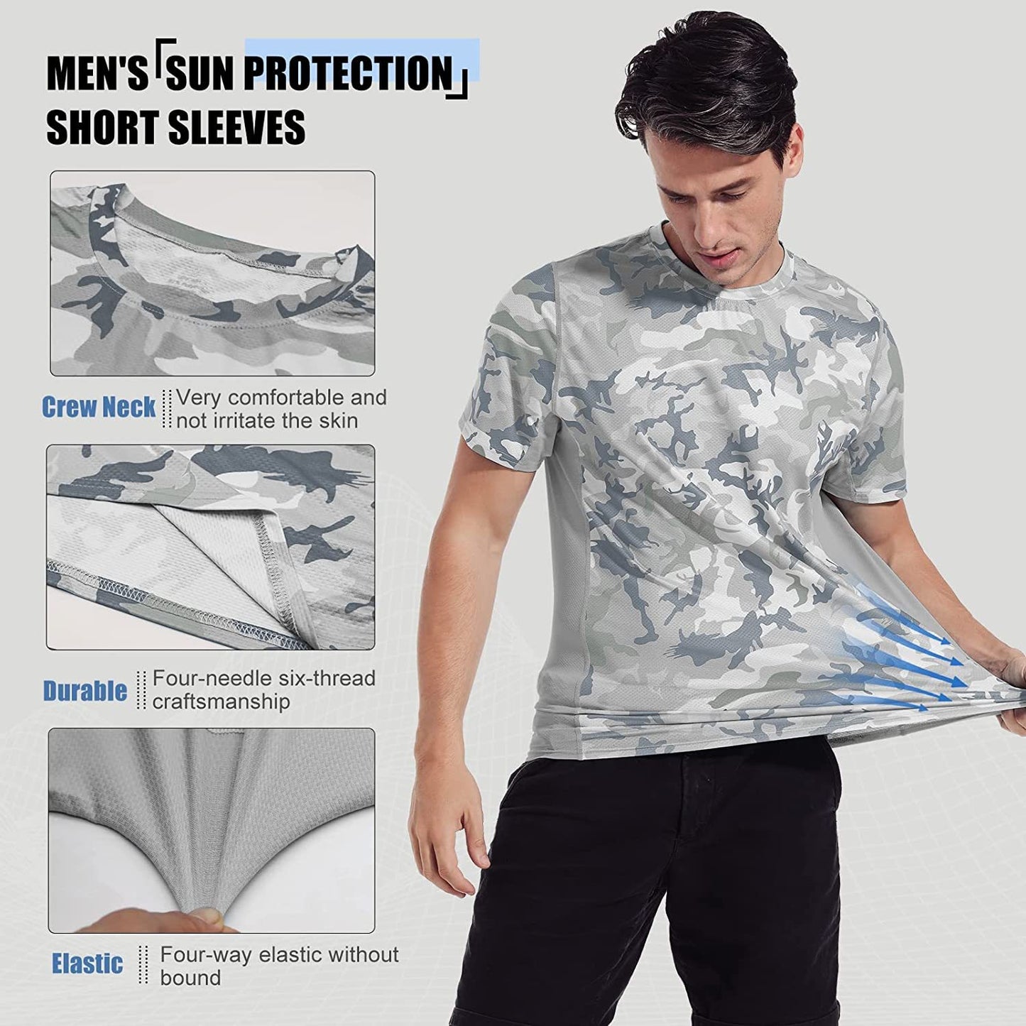 Men’s Rash Guard, Rash Vest UPF 50+ Short Sleeve T Shirt UV Sun Protection Top for Running Surfing Sports