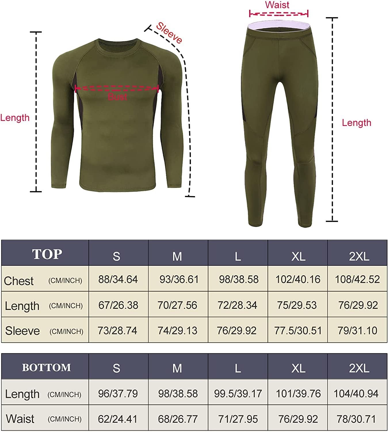 Thermal Underwear Size Charts /