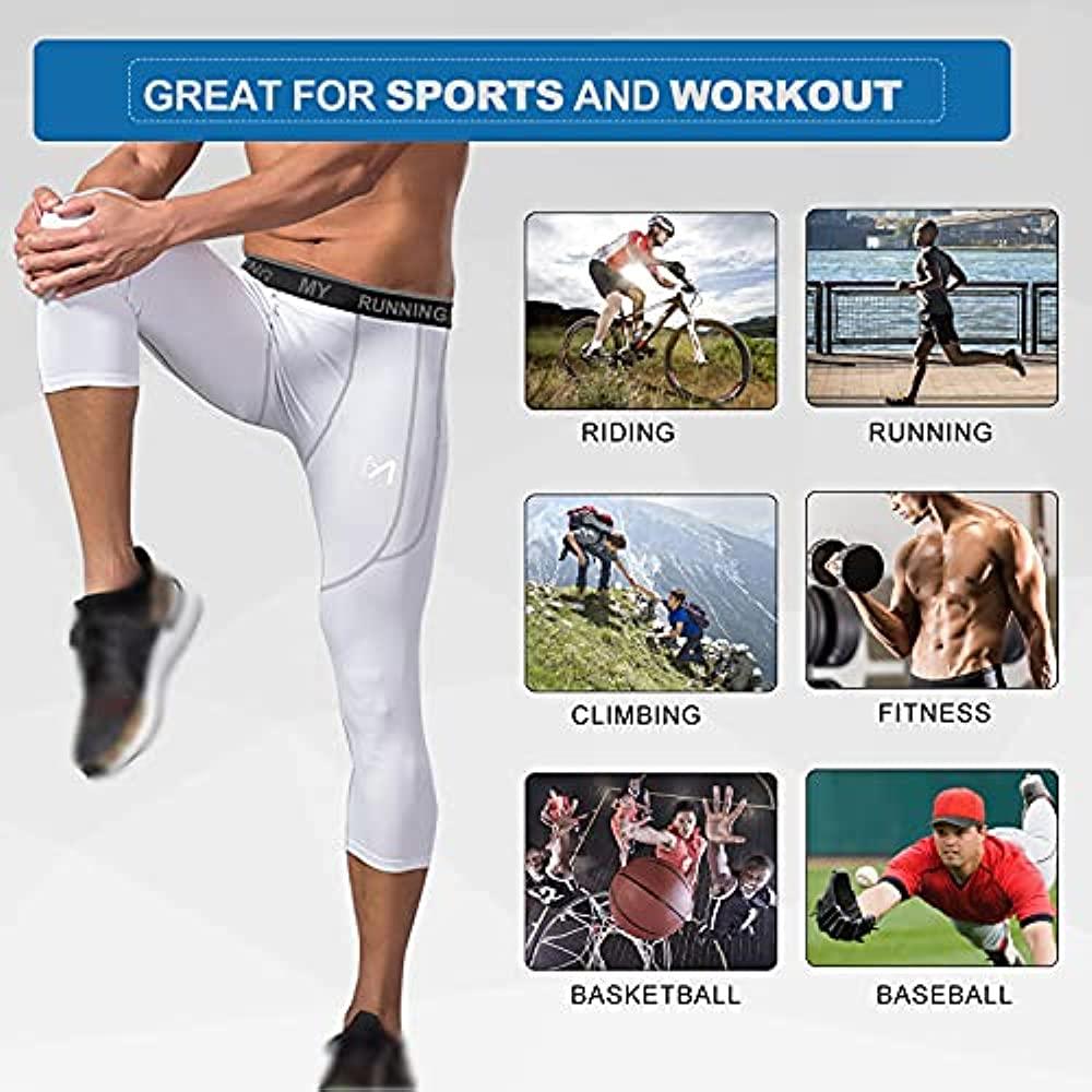 Men's 3/4 Compression Pants Sports Workout Running Tights Leggings – MEETWEE