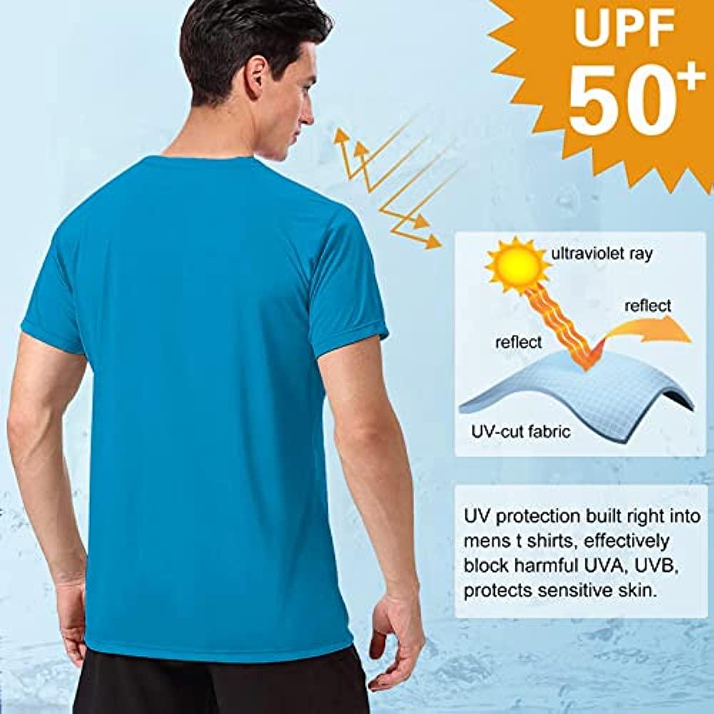 Men's Swim Shirts Rash Guard UPF 50+ Sun Protection Shirt Quick Dry SPF Short Sleeve Workout Fishing Running T Shirts