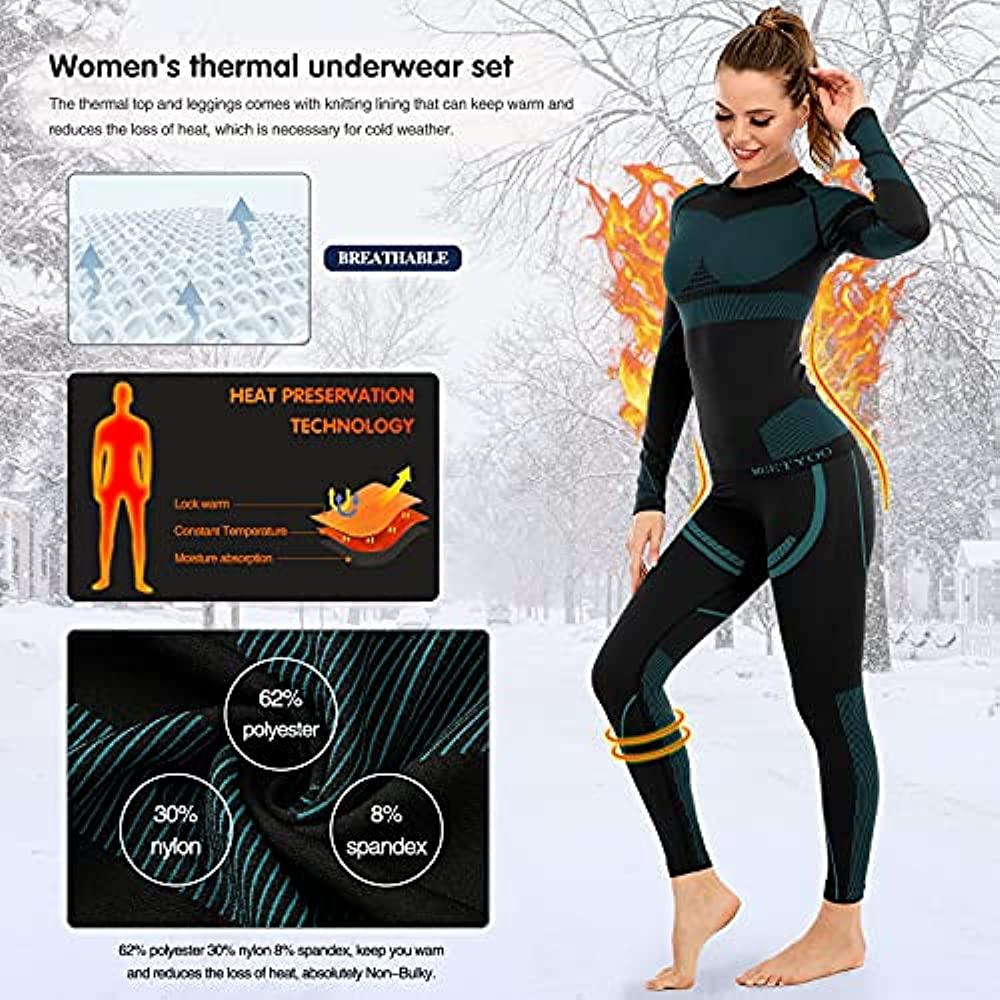 Thermal Underwear Set for Women Soft Cozy Long Johns Winter Warm Base Layer  Top & Bottom for Cold Weather