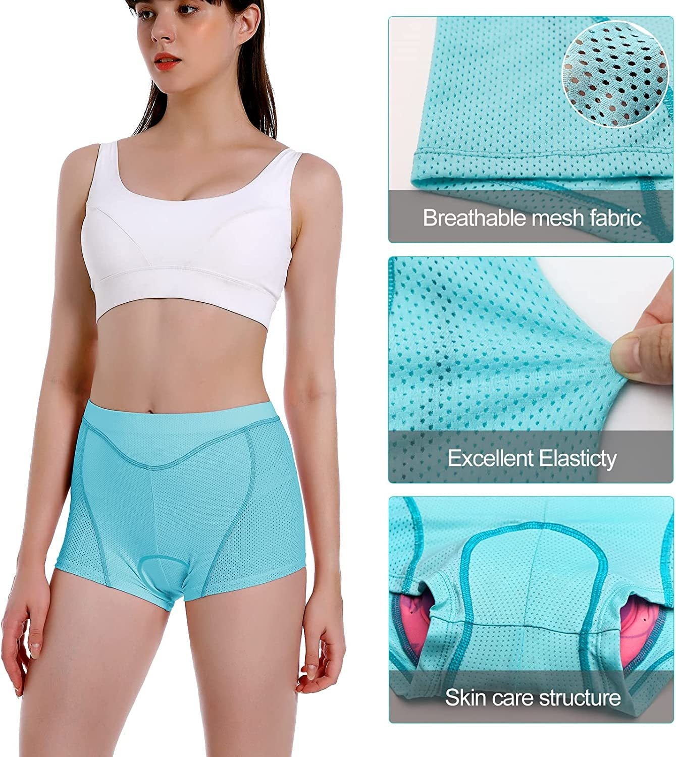 Women's Cycling Underwear, 4D Padded Gel Bike Shorts Lightweight Quick Dry Cycling Knickers
