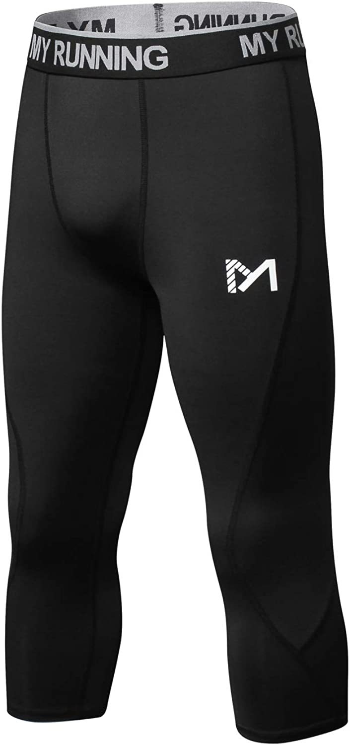 Men's 3/4 Compression Pants Sports Workout Running Tights Leggings