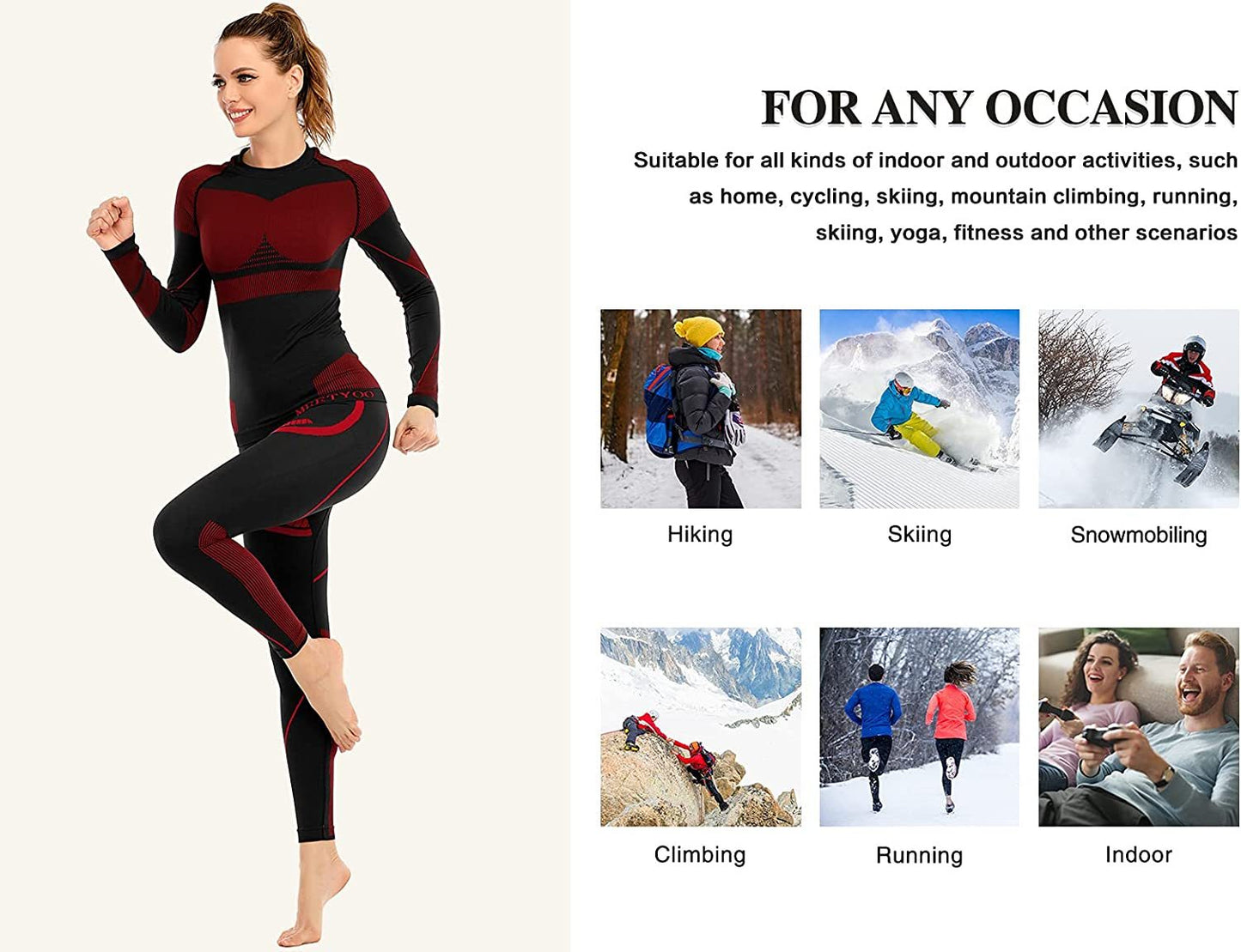 Thermal Underwear for Women, Winter Warm Long Johns Thermal Sets Cold Weather Gear Base Layer for Skiing Running