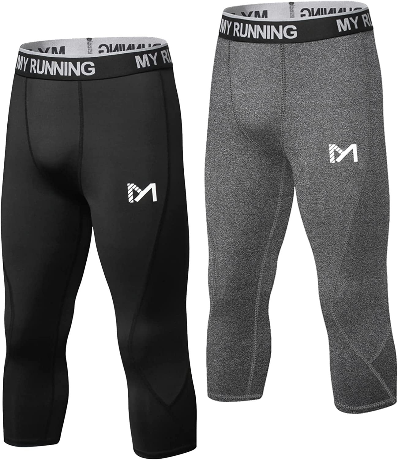 Men's 3/4 Compression Pants Sports Workout Running Tights Leggings