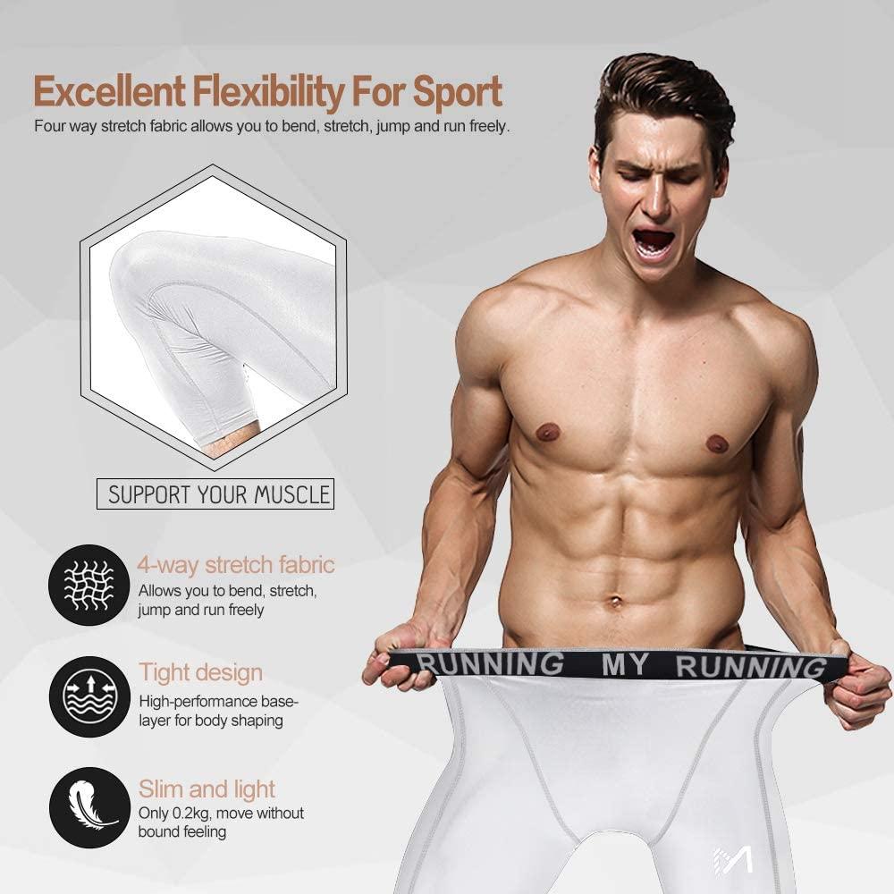 Men's 3/4 Compression Pants Sports Workout Running Tights Leggings