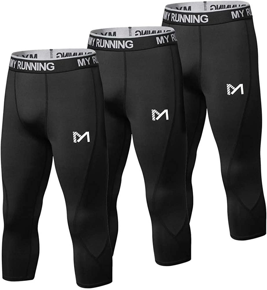 Men's 3/4 Compression Pants Sports Workout Running Tights Leggings