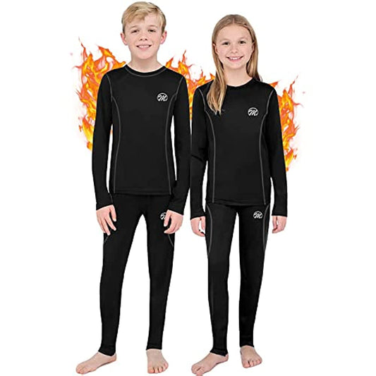 Kids Thermal Underwear Set, Unisex Base Layer Boys Girls Youth Fleece Long John