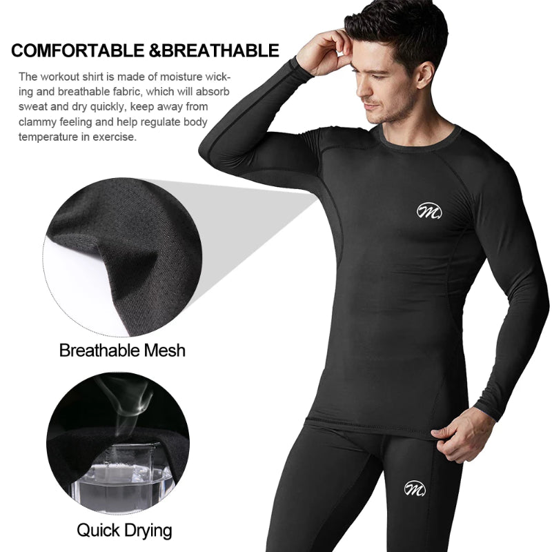 MEETYOO Ensemble de sous-Vêtement Thermique Homme Base Layer Set